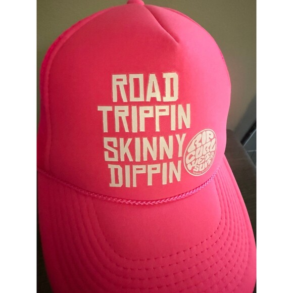 Men’s Hot Pink “Road Trippin Skinny Dippin”Snap Back Baseball Cap by Ripcurl - Picture 2 of 7